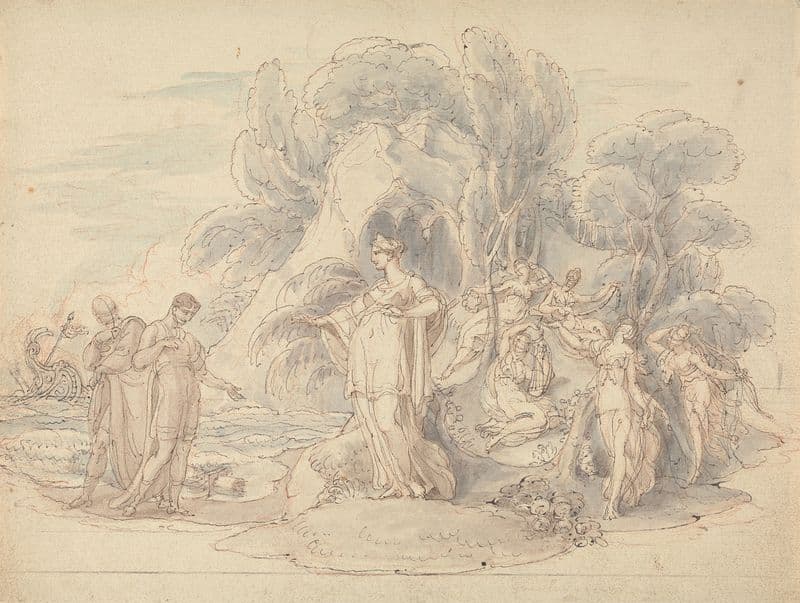 Telemachus and Mentor Landing on the Island of Calypso as a canvas print