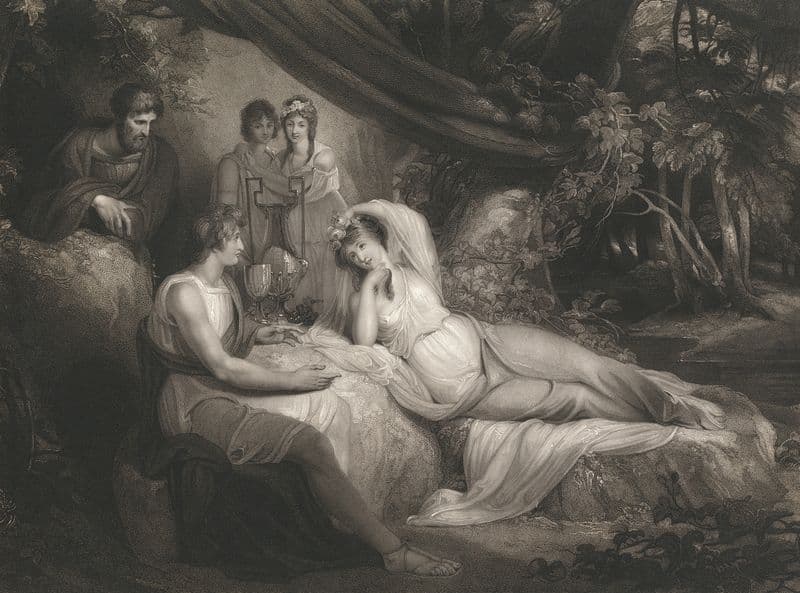 Telemachus relating his Adventures to Calypso as a canvas print
