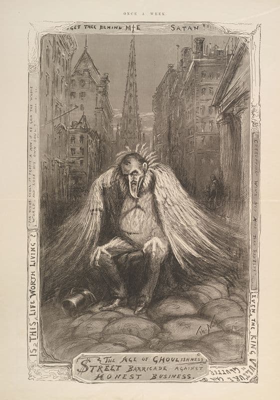 The age of Ghoulishness. Street barricade against honest business as a canvas print