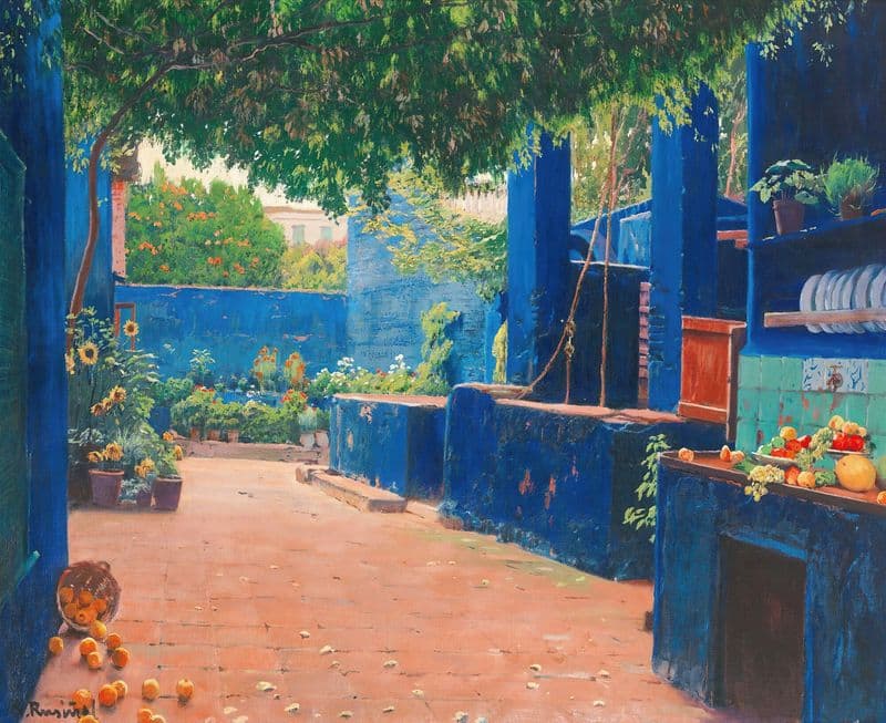 The Blue Courtyard, Arenys as a canvas print