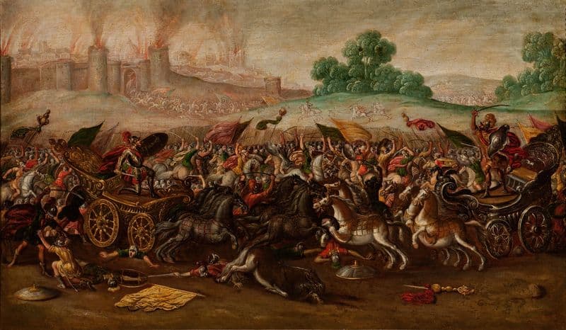 The Burning of Jerusalem by Nebuchadnezzar’s Army (between 1630 and 1660) as a canvas print