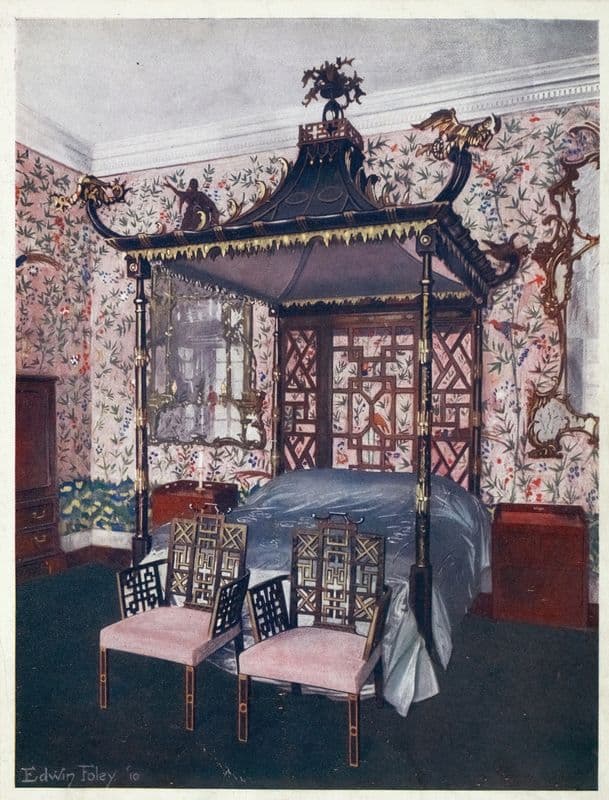 The Chippendale Chinese room at Badminton House (1910 - 1911) as a canvas print