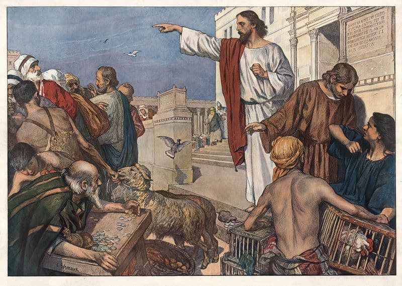 The cleansing in the temple as a canvas print