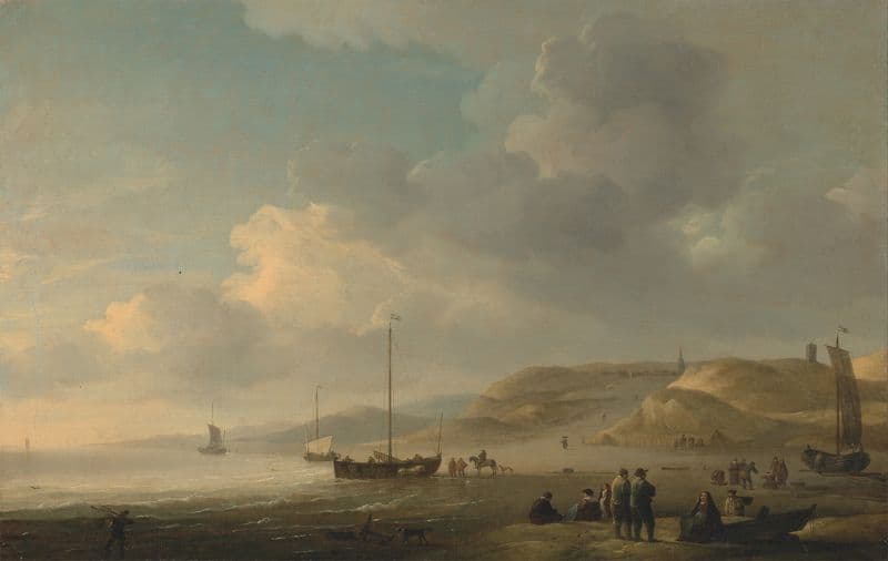 The Coast near Scheveningen with Fishing Pinks on the Shore (ca. 1755) as a canvas print