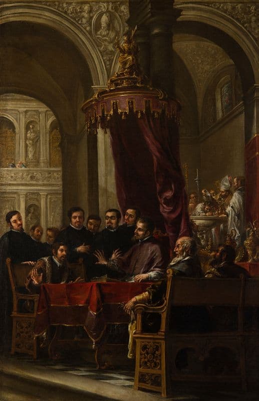 The Conversion and Baptism of St. Augustine by St. Ambrose as a canvas print