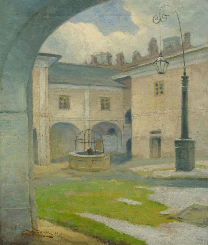 The courtyard of the Renaissance manor house in Strážky as a canvas print