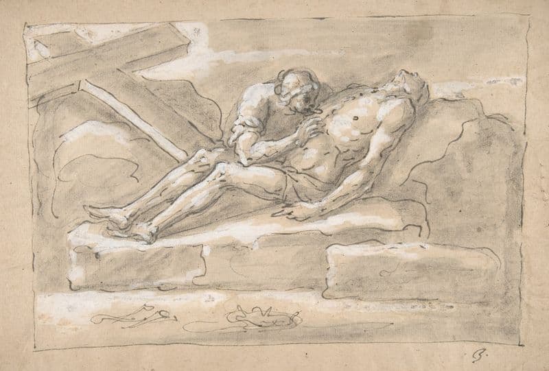 The Dead Christ Mourned by the Magdalen Who Venerates His Side Wound (1787–1863) as a canvas print