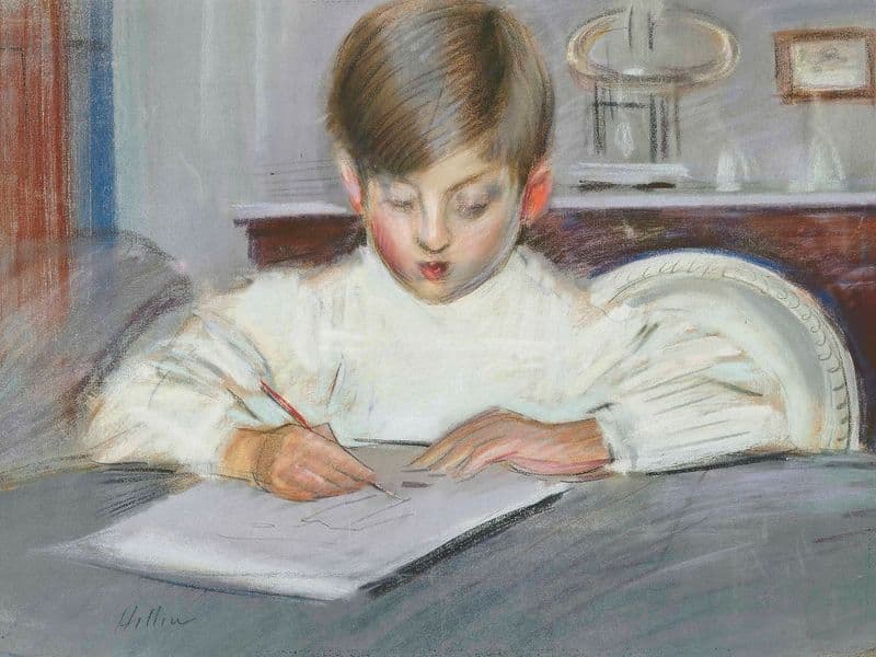 The drawing lesson as a canvas print