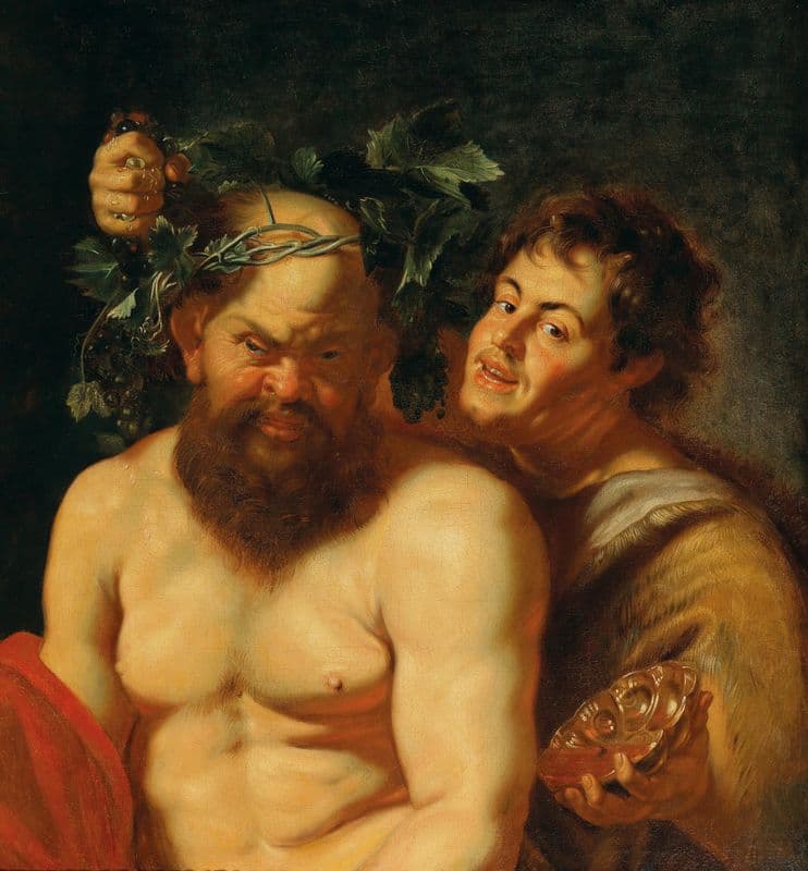 The Drunken Silenus with a Satyr as a canvas print