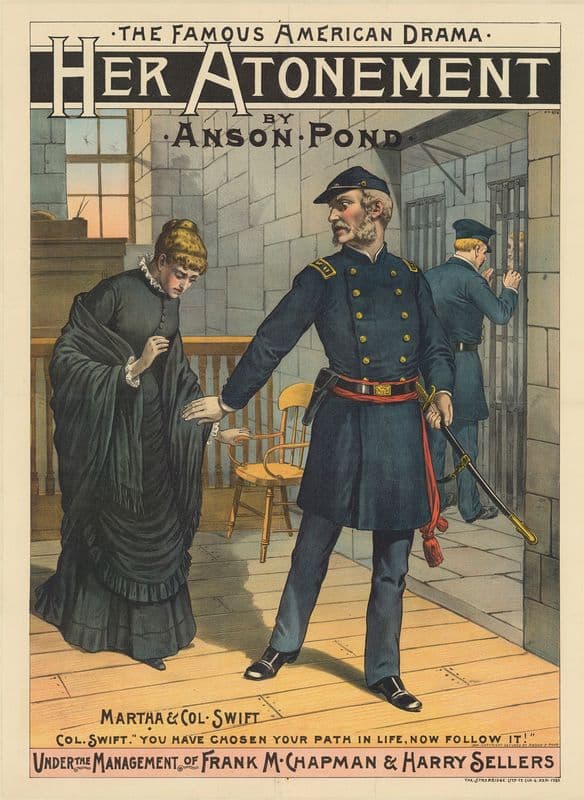 The famous american drama. Her atonement, by Anson Pond as a canvas print