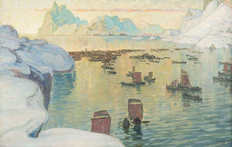 The Fishing Fleet Going Out. Study from North Norway as a canvas print