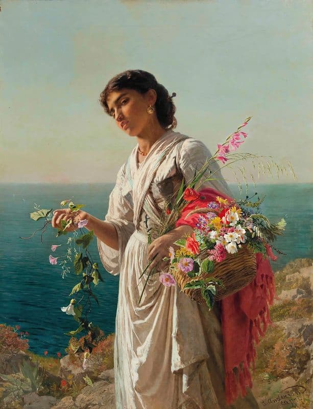 The Flower Girl, Capri as a canvas print