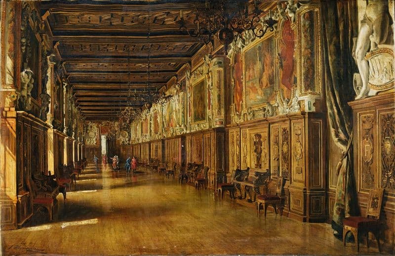 The François Ier Gallery In The Fontainebleau Castle as a canvas print