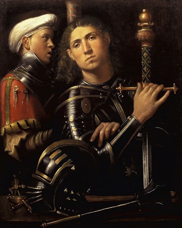 The ‘Gattamelata’. Man in armour with a squire (1501-1502) as a canvas print