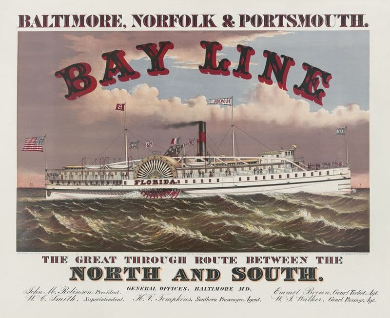The great through route between the north and south – Bay Line – Baltimore, Norfolk & Portsmouth as a canvas print