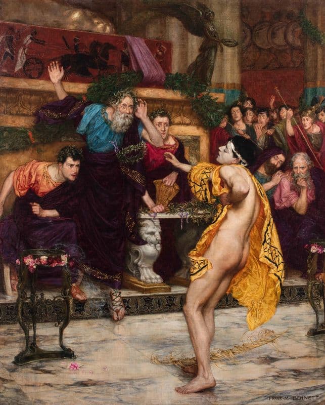 The Greek Runner Ladas Falling Dead as he Goes to Receive his Crown at Olympia (20th century) as a canvas print