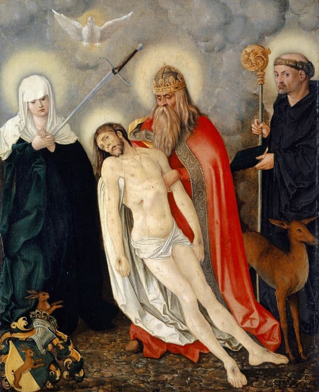 The Holy Trinity between the Lady of Sorrows and Saint Giles (1513-16) as a canvas print