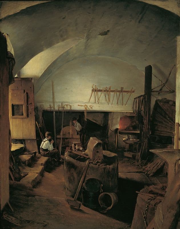 The inside of a forge as a canvas print
