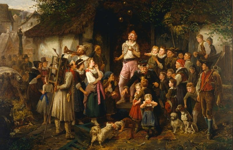 The juggler- a village fair as a canvas print