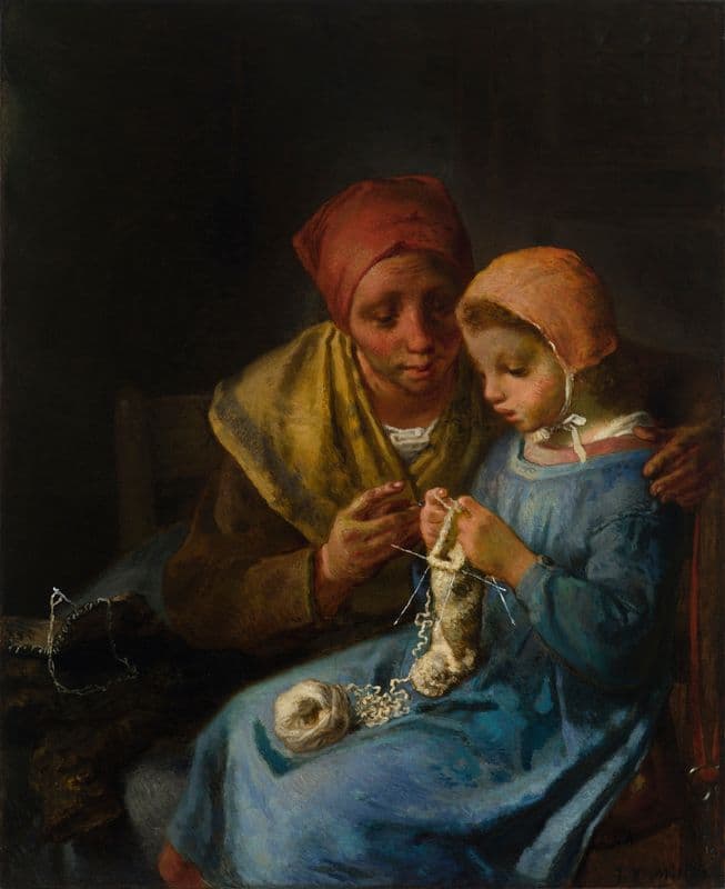 The Knitting Lesson as a canvas print