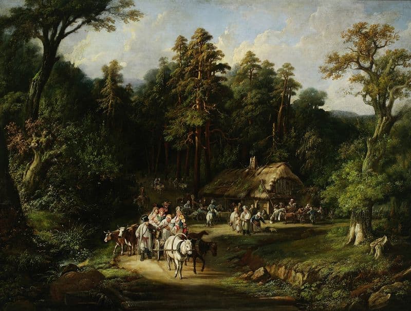The “Last Penny” tavern near Warsaw (circa 1845) as a canvas print