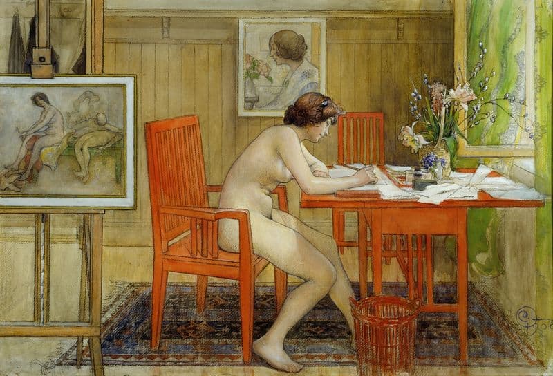The Model Writing a Postcard as a canvas print