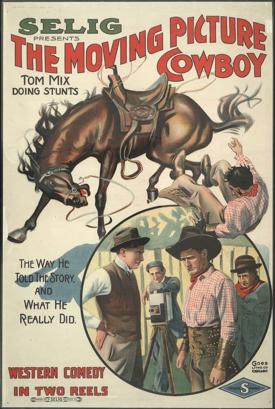 The moving picture cowboy Tom Mix doing stunts as a canvas print