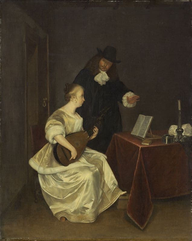 The Music Lesson (c. 1670) as a canvas print
