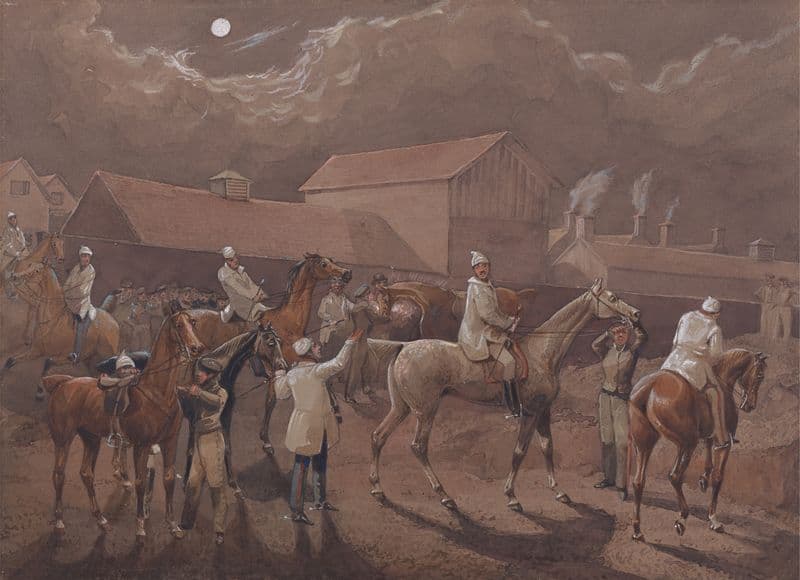 The Night Riders of Nacton; Preparing to Start. Ipswich, the Watering Place behind the Barracks as a canvas print