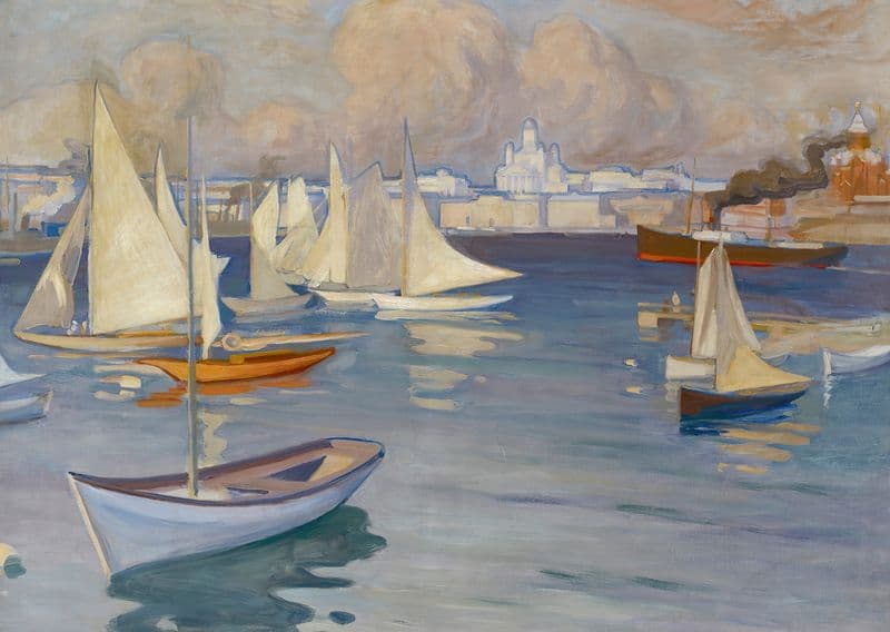 The Nyländska Jaktklubben Harbour in Helsinki as a canvas print