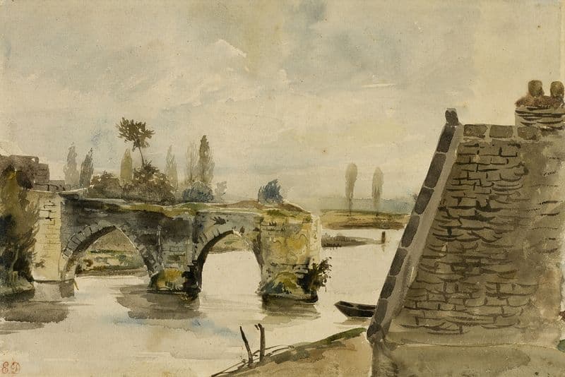 The Old Bridge at Nantes (c. 1827) as a canvas print