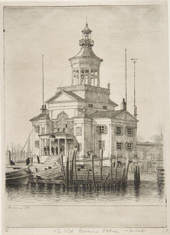 The Old Revenue Office, Whitehall, from ‘Scenes of Old New York’ as a canvas print