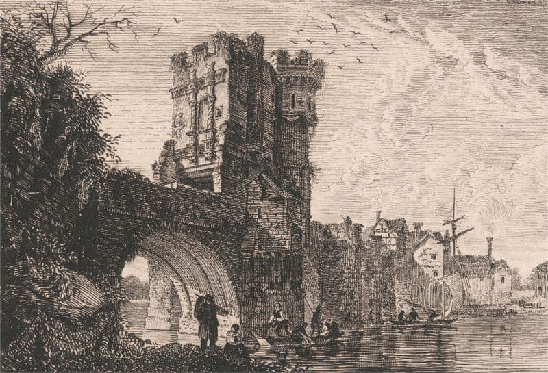 The Old Welsh Bridge at Shrewsbury as a canvas print