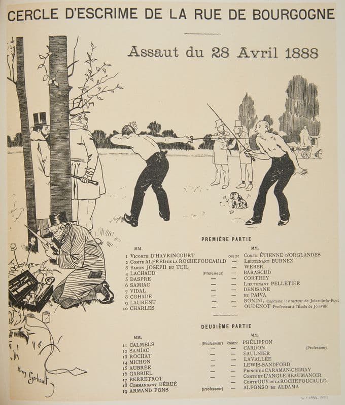 The program of the fencing club (Cercle d’Escrime de la rue de Bourgogne) from April 28, 1888 as a canvas print