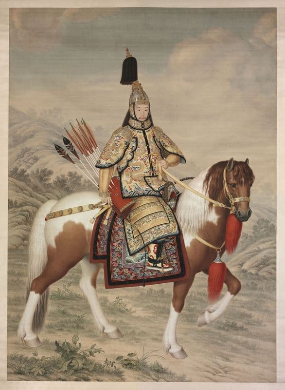 The Qianlong Emperor in Ceremonial Armor on Horseback as a canvas print