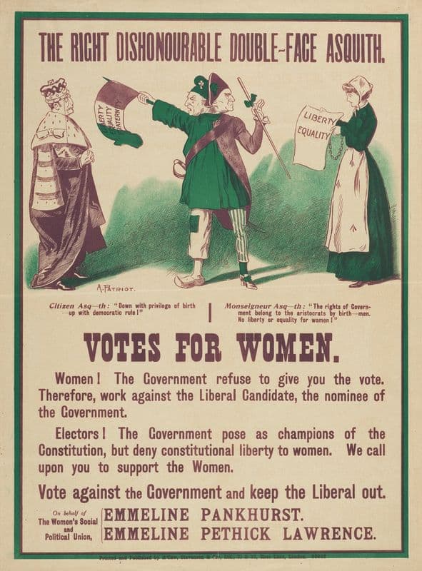 The Right Dishonorable Double-Face Asquith Votes for Women (ca. 1903-1926) as a canvas print