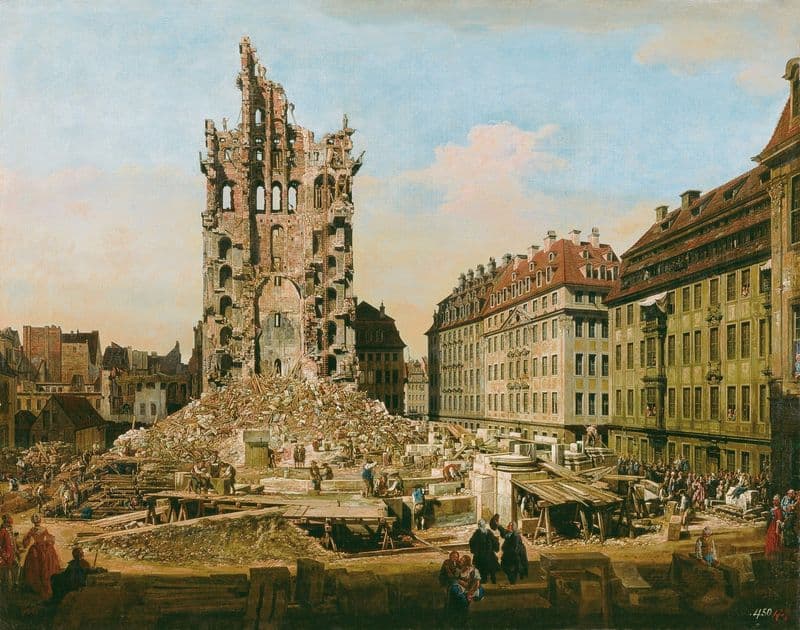 The Ruins of the old Kreuzkirche, Dresden as a canvas print