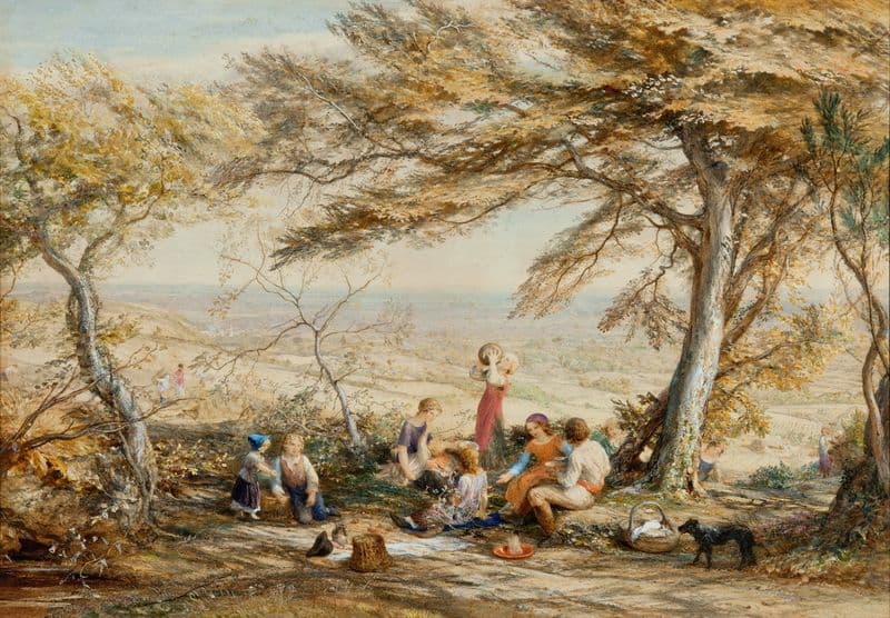 The rustic dinner (circa 1853) as a canvas print