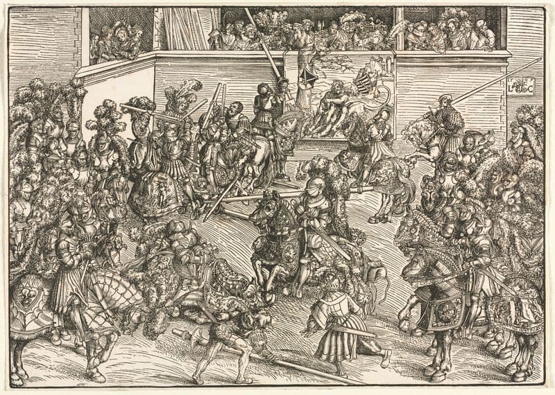 The Second Tournament with the Tapestry of Sampson and the Lion as a canvas print