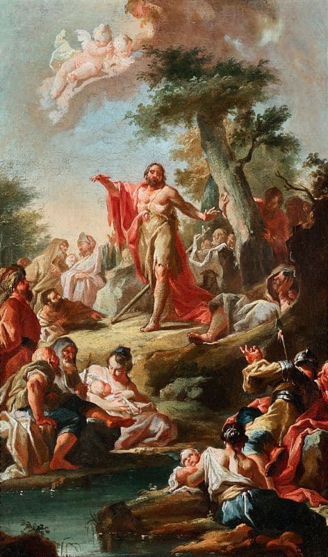 The sermon of John the Baptist (around 1750) as a canvas print