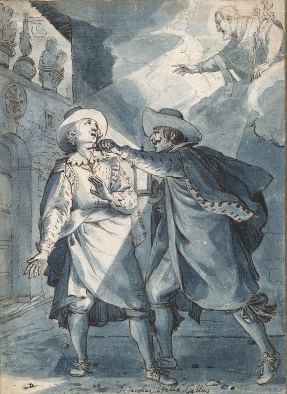 The stabbing of Paolo de Bernardis, preparatory study for an engraving by Christian Sas (1623–25) as a canvas print