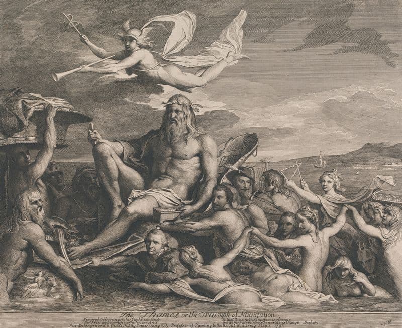 The Thames or the Triumph of Navigation (Designs for the Great Room of the Society for the Encouragement of the Arts) (after 1783) as a canvas print
