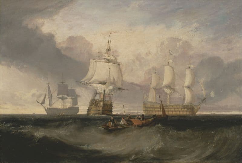 The Victory Returning from Trafalgar, in Three Positions (ca. 1806) as a canvas print