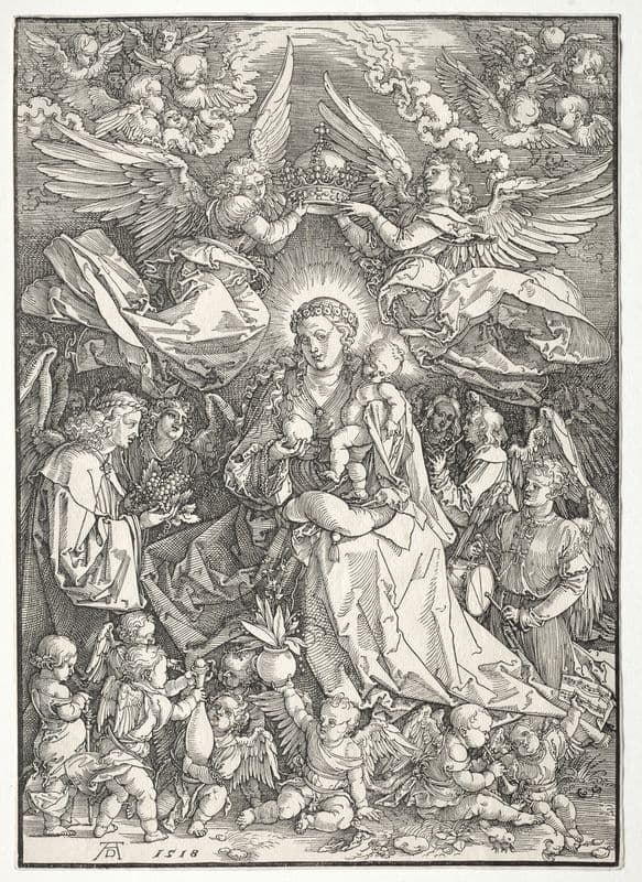 The Virgin Surrounded by Many Angels as a canvas print