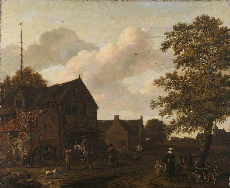 The watering place (1650 - 1700) as a canvas print
