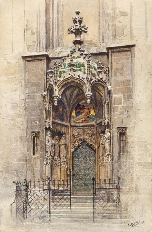The west portal of the church Kirche Maria am Gestade in Vienna as a canvas print