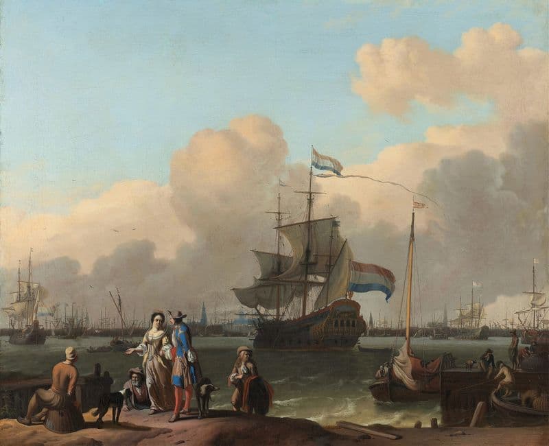 The Y at Amsterdam, with the Frigate ‘De Ploeg’ (1680 - 1708) as a canvas print