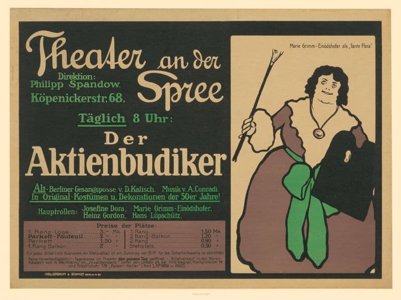Theater an der Spree. Der Aktienbudiker. Marie Grimm-Einödshofer als ‘Tante Flora’ as a canvas print
