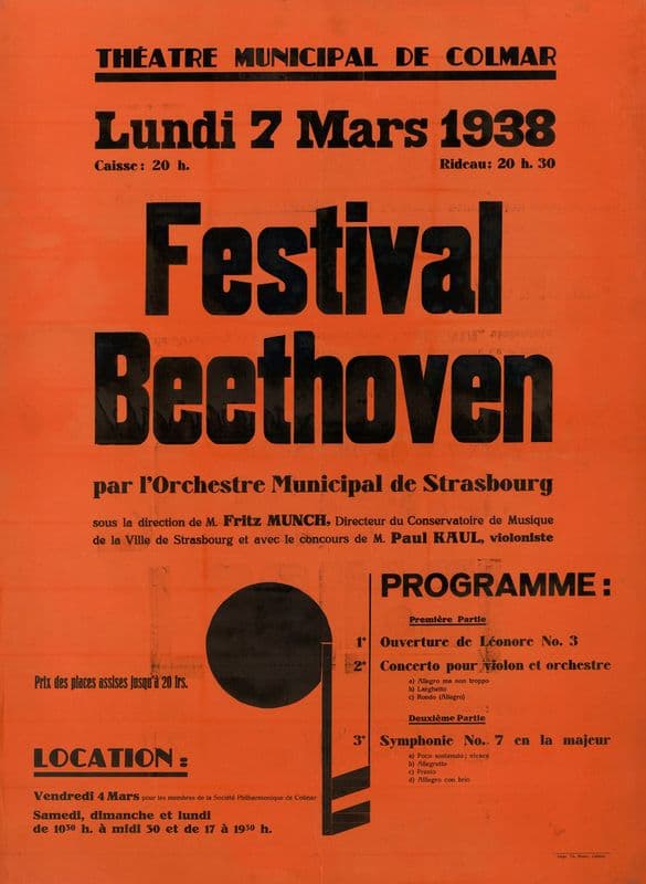 Théâtre municipal de Colmar. 7 mars 1938. Festival Beethoven as a canvas print