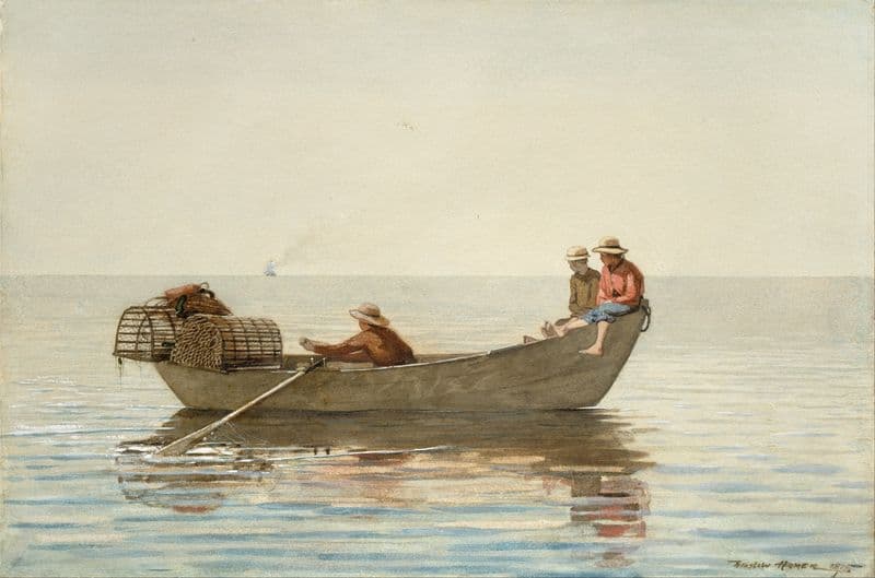 Three Boys in a Dory with Lobster Pots as a canvas print